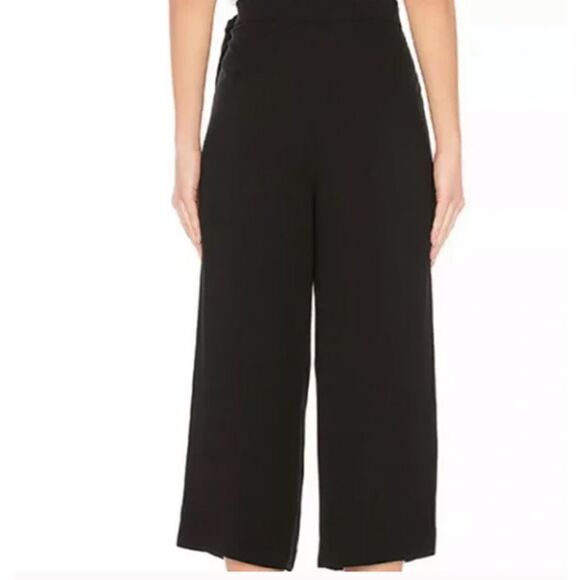 VINCE Belted Crepe Culotte Pant Black Wide Leg Cropped Pants Size 4 - Picture 3 of 6